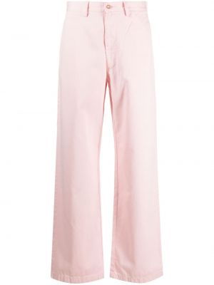 Pantaloni largi cu nasturi cu fermoar din bumbac Denimist - roz