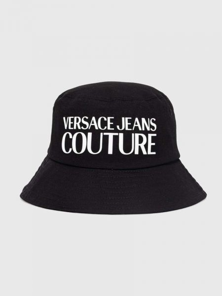 Czarny kapelusz bawełniany Versace Jeans Couture