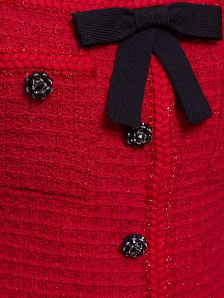 Mini vestido con lazo con lazo de punto Self-portrait rojo