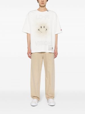 Raštuotas medvilninis marškinėliai Maison Mihara Yasuhiro balta