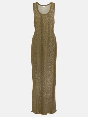 Коричневое длинное платье Saint Laurent