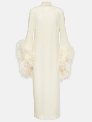 Sukienka długa w piórka Taller Marmo biała