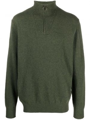 Вълнен пуловер с цип Barbour зелено