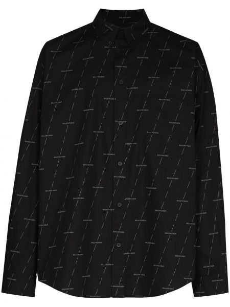 Oversized πουκάμισο με σχέδιο Balenciaga μαύρο