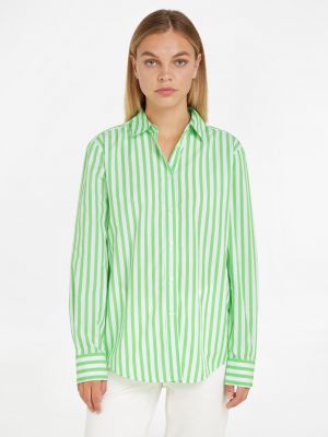 Pruhovaná voľná priliehavá košeľa Tommy Hilfiger zelená