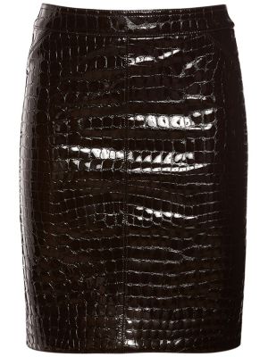Kožna suknja s printom Tom Ford smeđa
