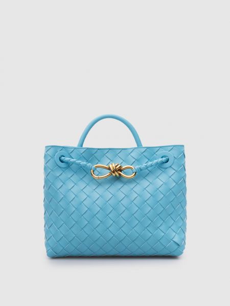 Шкіряна сумка через плече Bottega Veneta блакитна