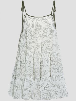 Sukienka mini z haftem w paski Solid & Striped, biały