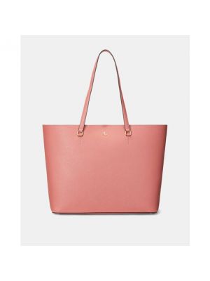 Bolso shopper de cuero Lauren Ralph Lauren rosa