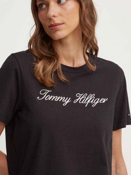Koszulka bawełniana Tommy Hilfiger czarna