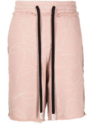 Kratke hlače s potiskom z abstraktnimi vzorci Haculla roza