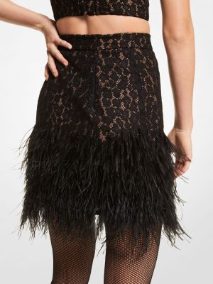 Кружевная юбка с перьями Michael Michael Kors черная