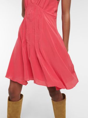 Hedvábné šaty Isabel Marant růžové