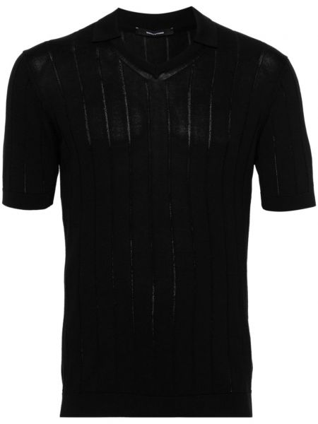 Medvilninis polo marškinėliai v formos iškirpte Tagliatore juoda