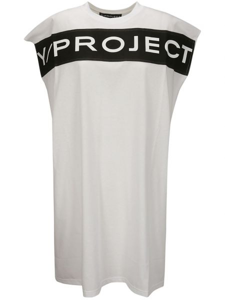 Kleid aus baumwoll mit print Y/project weiß