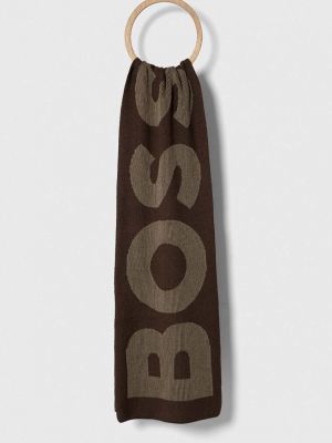 Шерстяной шарф Boss коричневый