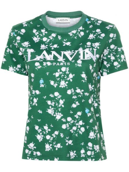 Βαμβακερή μπλούζα με κέντημα Lanvin πράσινο