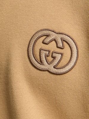 Bluza z kapturem bawełniana z dżerseju filcowa Gucci brązowa