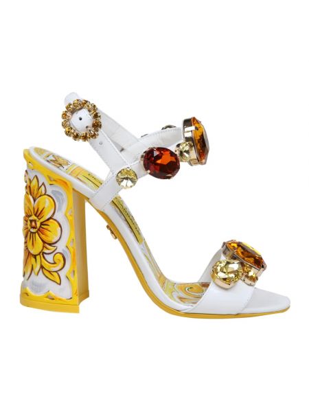 Lakierowane sandały Dolce And Gabbana białe