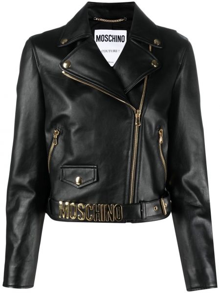 Viskózové bunda na zip s dlouhými rukávy Moschino - černá