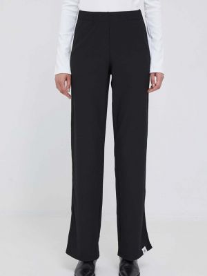Jednobarevné kalhoty s vysokým pasem Calvin Klein Jeans černé