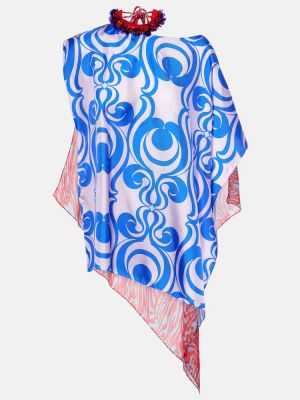 Bluză de mătase cu imagine Dries Van Noten albastru