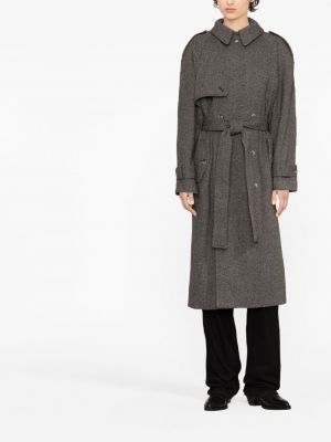 Woll trenchcoat mit fischgrätmuster The Mannei grau