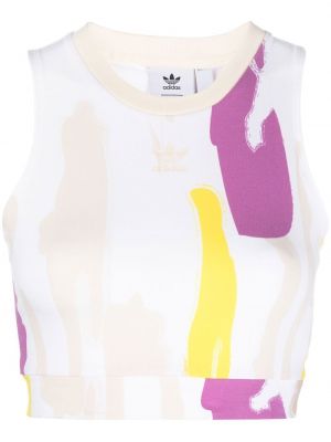 Crop top med print med abstrakt tryk Adidas hvit