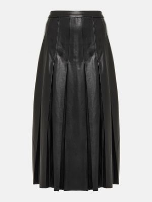 Плиссированная кожаная юбка из искусственной кожи Veronica Beard черная