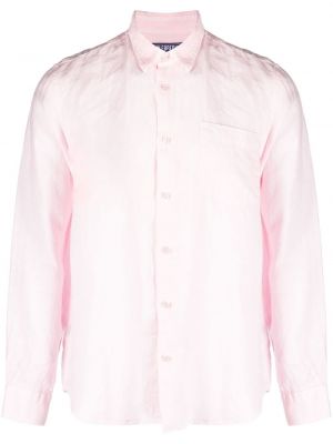 Lněná košile s dlouhými rukávy Vilebrequin růžová