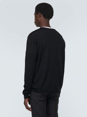Кашмирен копринен вълнен пуловер Lardini черно