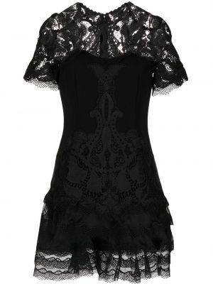 Krepové krajkové koktejlové šaty Jonathan Simkhai černé