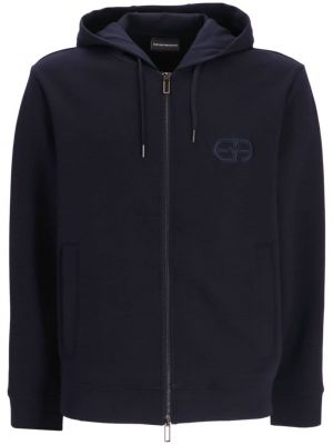 Sweatshirt med lynlås med broderier Emporio Armani blå