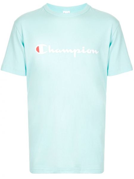 Camiseta con estampado de cuello redondo Champion azul