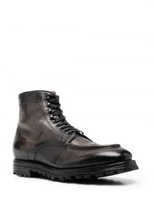 Krajkové kožené šněrovací kotníkové boty Officine Creative šedé