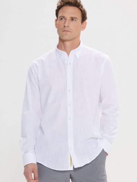 Βαμβακερό πουκάμισο με κουμπιά Ac&co / Altınyıldız Classics λευκό