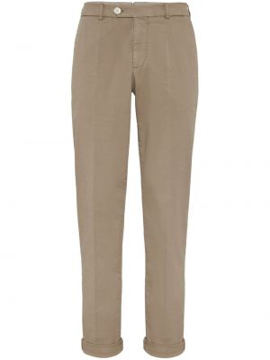 Bavlněné rovné kalhoty Brunello Cucinelli béžové