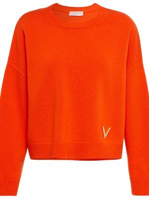 Кашмирен вълнен пуловер Valentino оранжево
