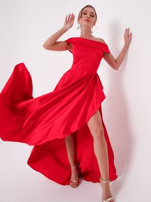 Czerwona sukienka wieczorowa asymetryczna Lafaba