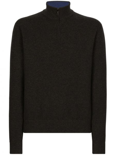 Kašmírový pulovr na zip Dolce & Gabbana šedý