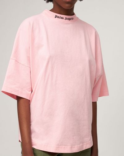 Bavlněné tričko jersey Palm Angels růžové