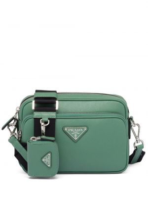 Δερμάτινη τσάντα ώμου Prada πράσινο