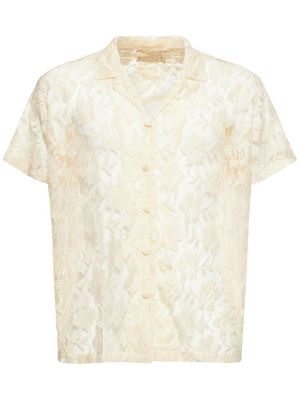 Памучна риза с дантела Harago бяло