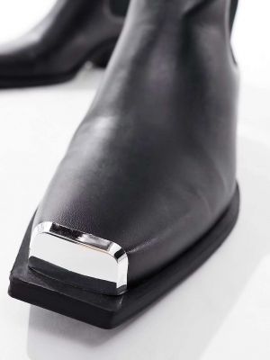 Кожаные ботинки челси на каблуке из искусственной кожи Asos черные