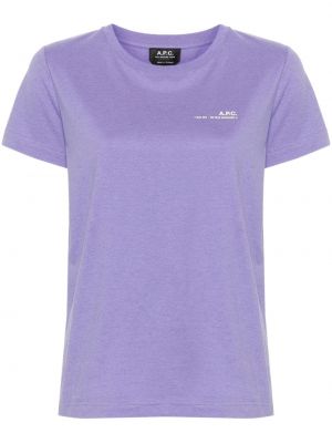 Bavlněné tričko s potiskem A.p.c. fialové