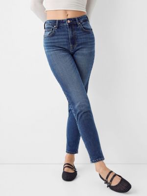 Niebieskie jeansy skinny slim fit Bershka