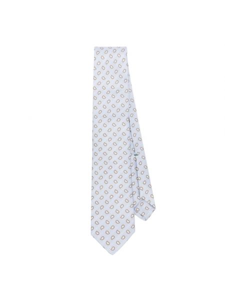 Jedwabny krawat z wzorem paisley Borrelli niebieski