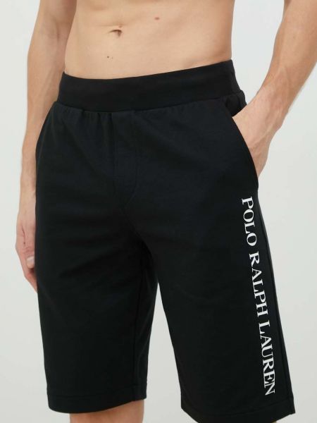 Dzianinowe szorty z nadrukiem slim fit Polo Ralph Lauren czarne