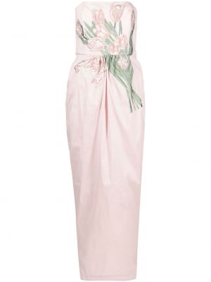 Koktejl obleka s cvetličnim vzorcem Bernadette roza