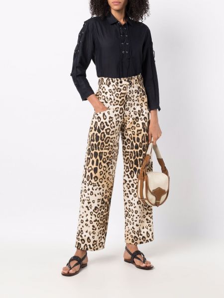Pantalones rectos con estampado leopardo Etro